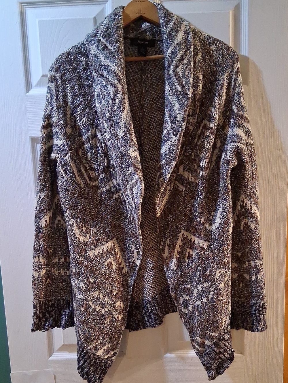 Style & Co. Knit Open-Front Cardigan in Brown and Cream